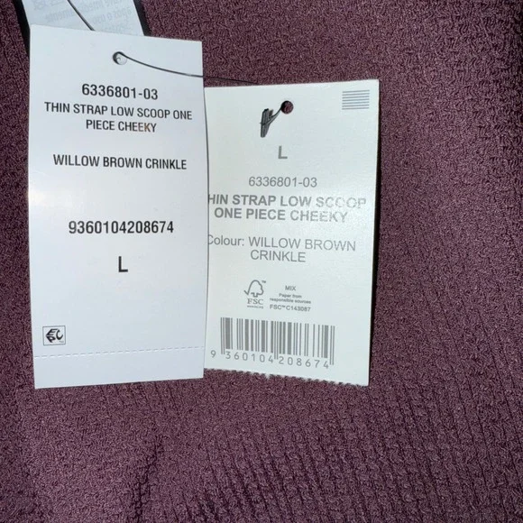 Cotton On Body One Piece Swimsuit Thin Strap Low Scoop Cheeky Willow Brown large - Picture 4 of 5